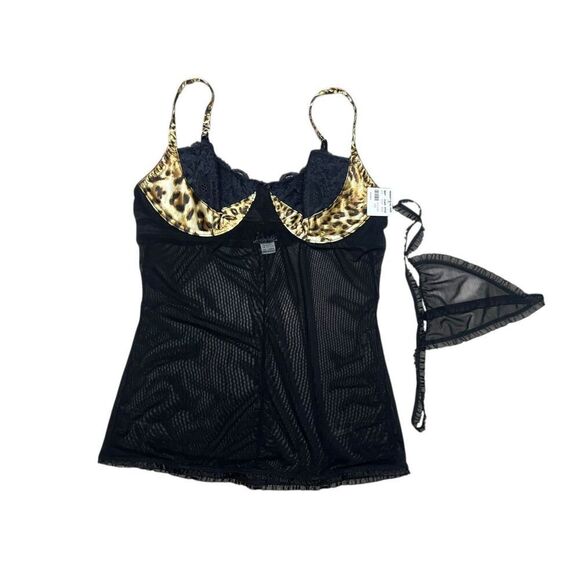 Frederick’s of Hollywood Women’s Large Leopard Print Lingerie Set NEW - Picture 1 of 9